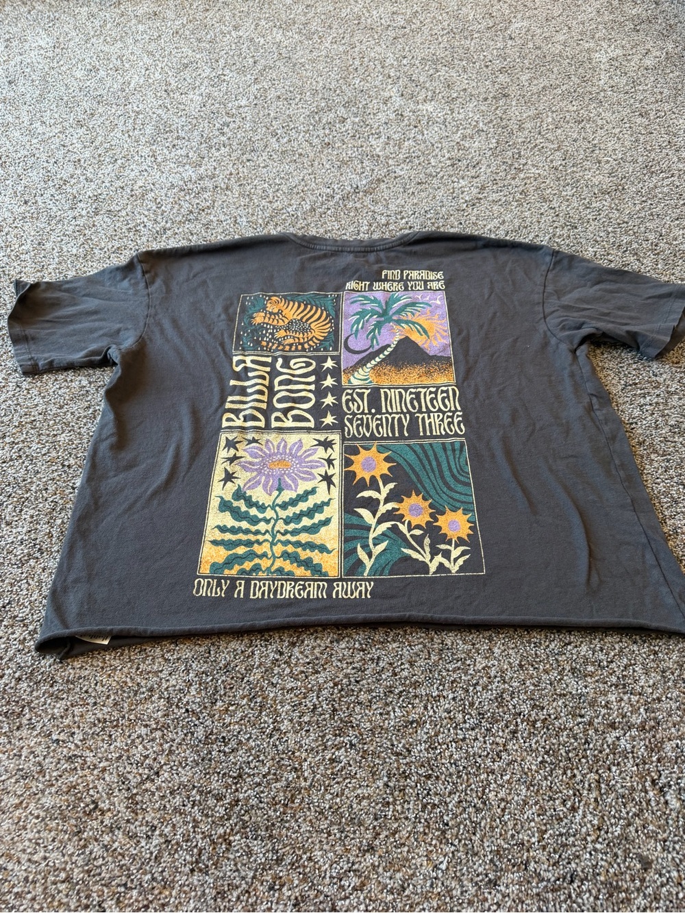 Billabong Daydream Away Oversized Graphic T Shirt Off Black Women's Large
